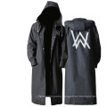 Wholesale Mens Fashion Rain Jacket Long Hood Rain Suit Black Raincoat